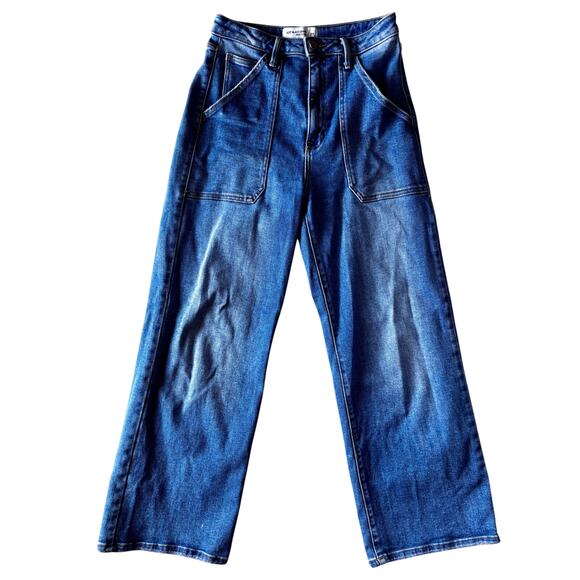 Just Black Denim Blue Jeans The Patch Pocket Wide Leg Pre-Loved Size 27 - Picture 1 of 14